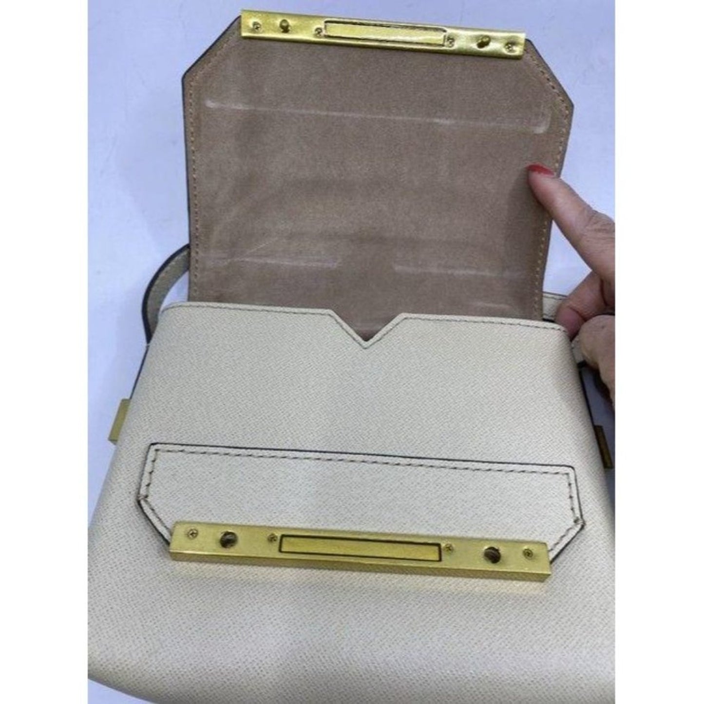 jcrew beige leather cross body bag