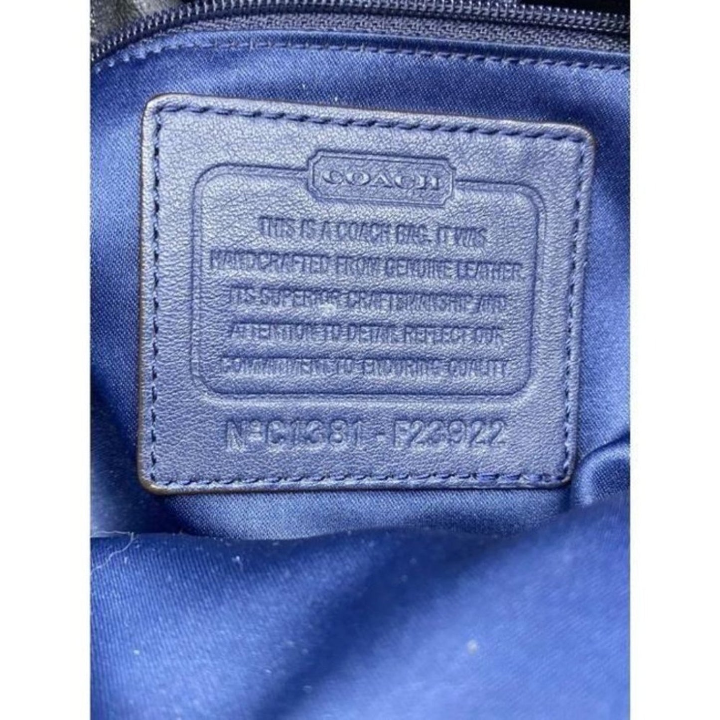 COACH XL White Blue Leather Shopping Tote Bag