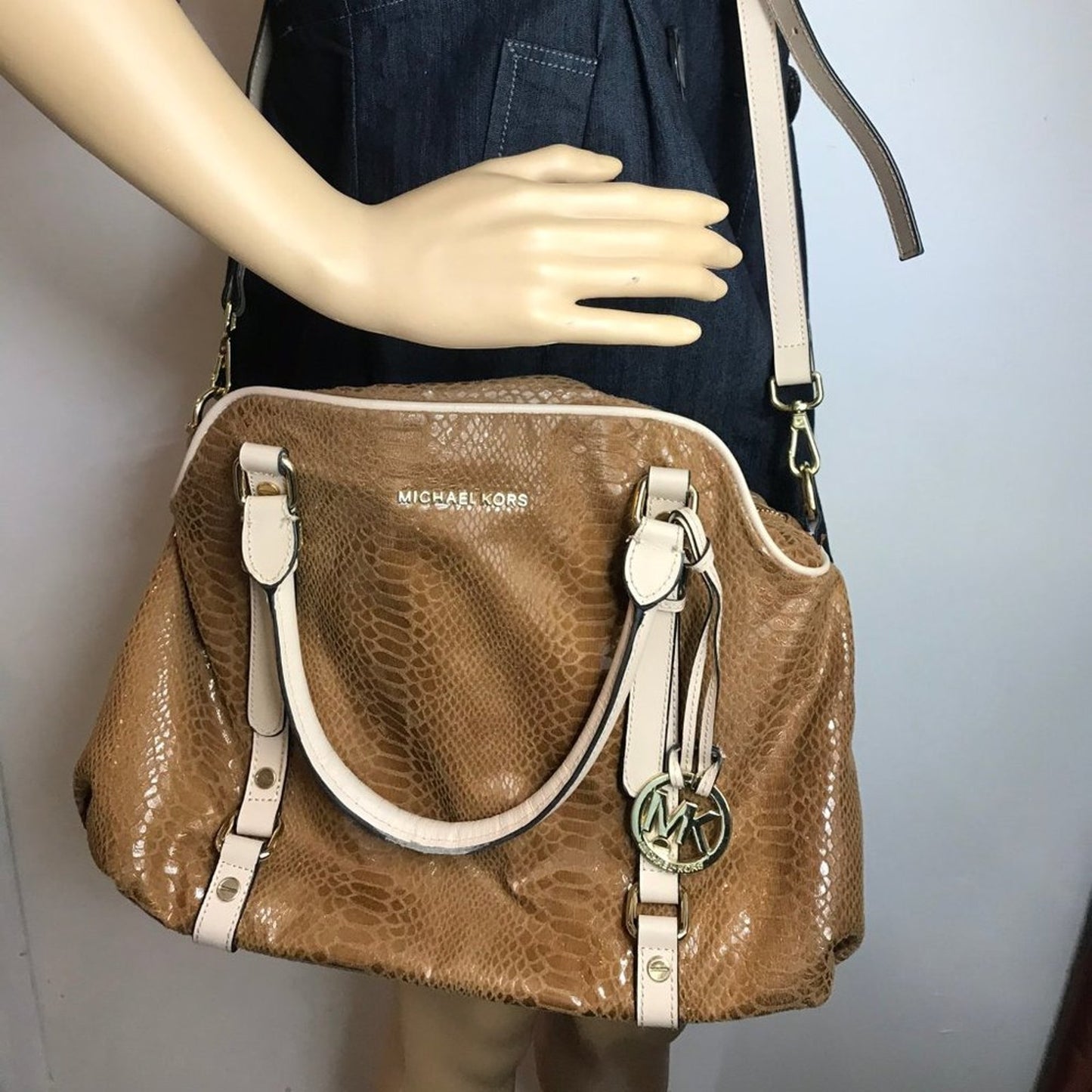 Michael Kors Snake Print Leather CrossBody Bag
