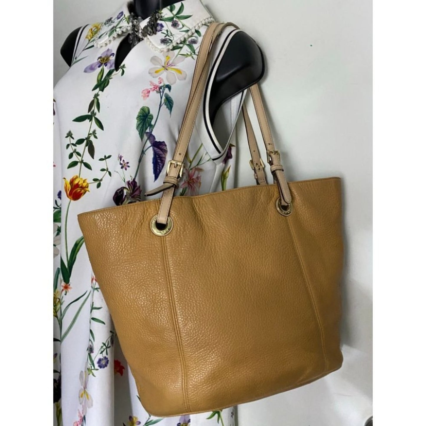 Michael Kors Classic Beige Leather Tote Bag