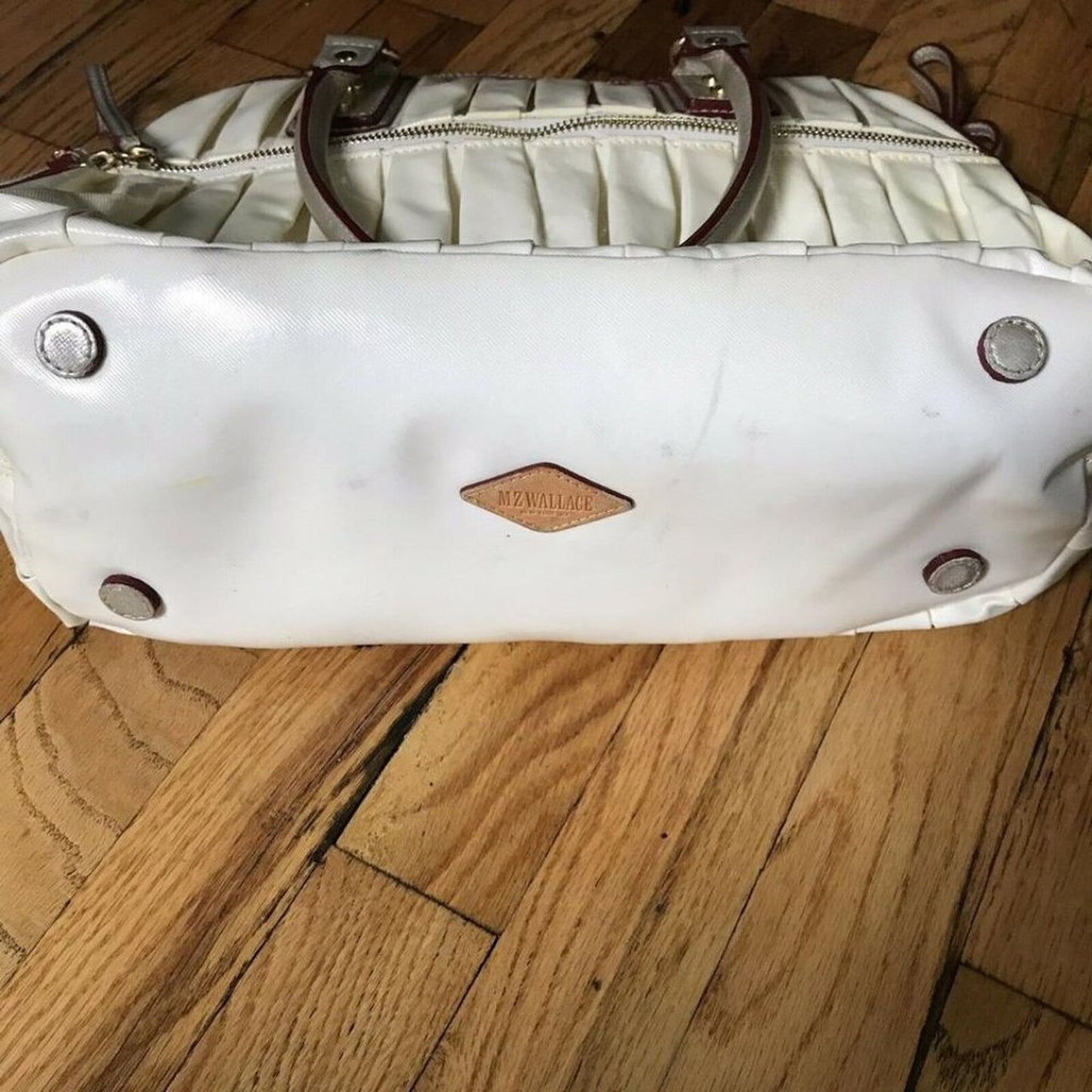 MZ Wallace Bea White Canvas Shoulder Bag