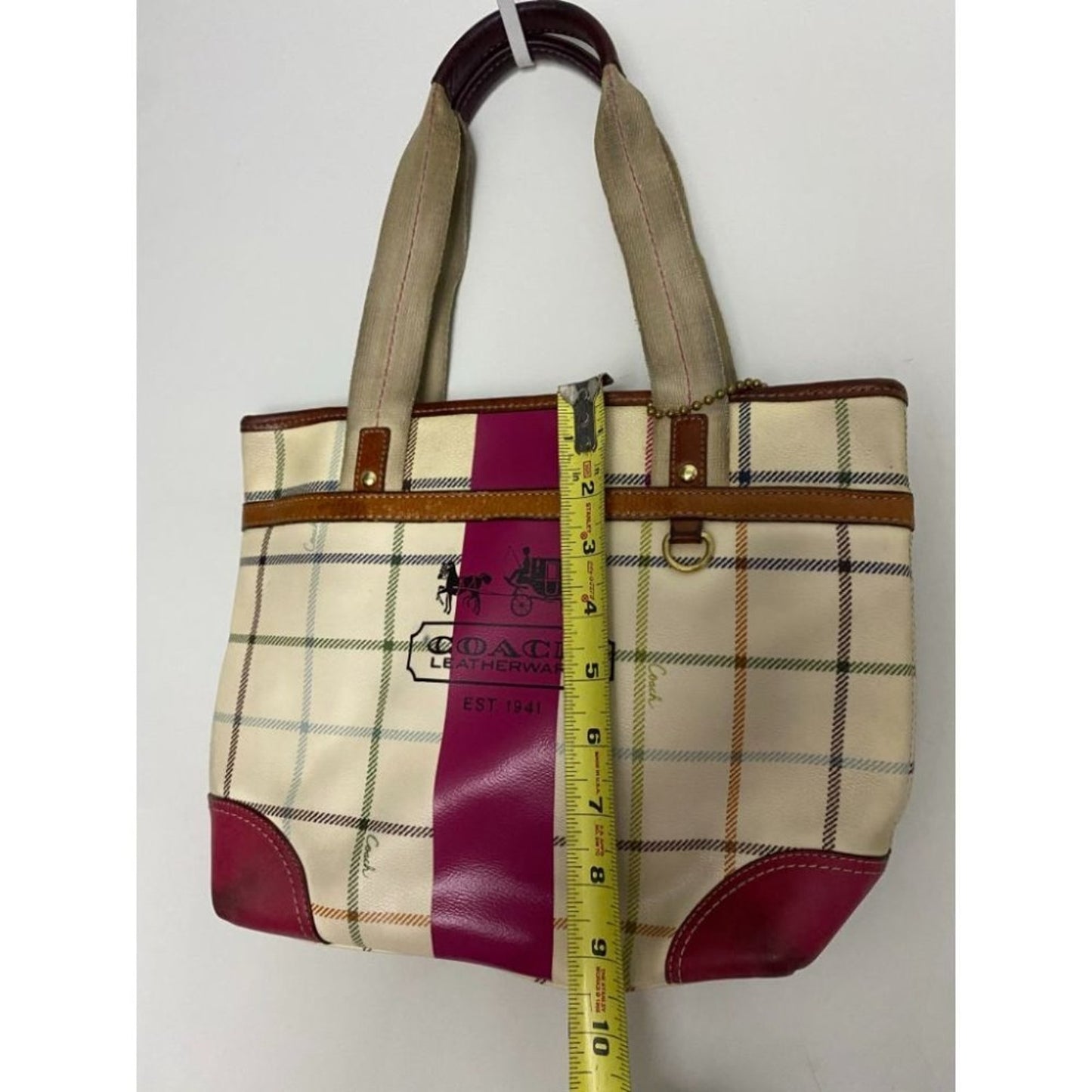 Coach Cream Red Coated Canvas Signature Handbag