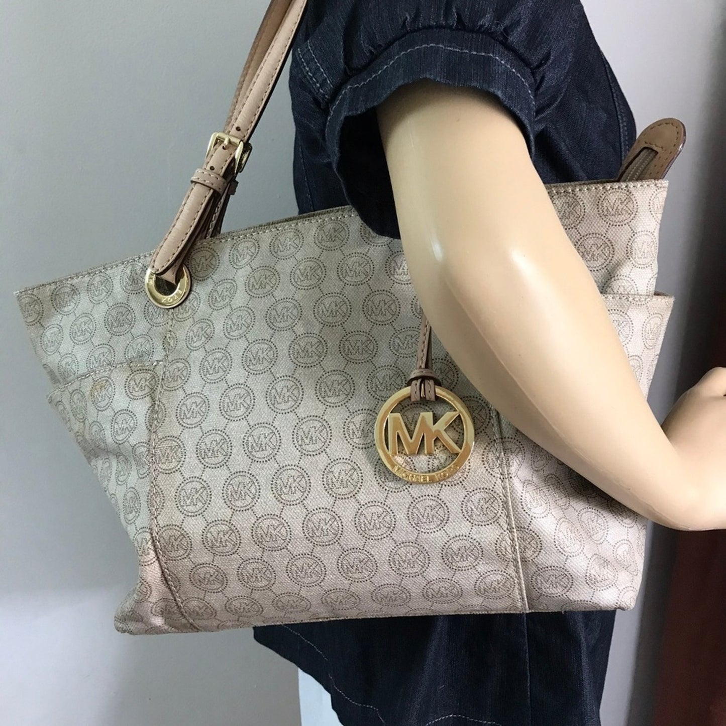 Michael Kors Large Coated Canvas Brown Tote Bag