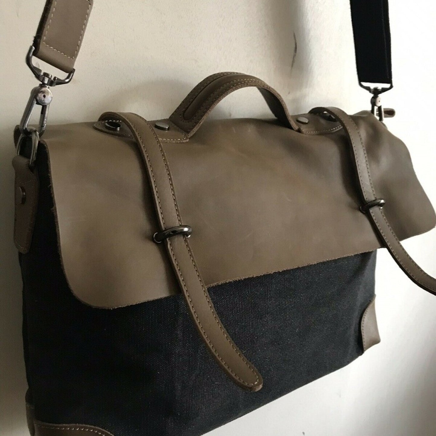 Annette Ferber Large Leather And Fabric Charcoal/B