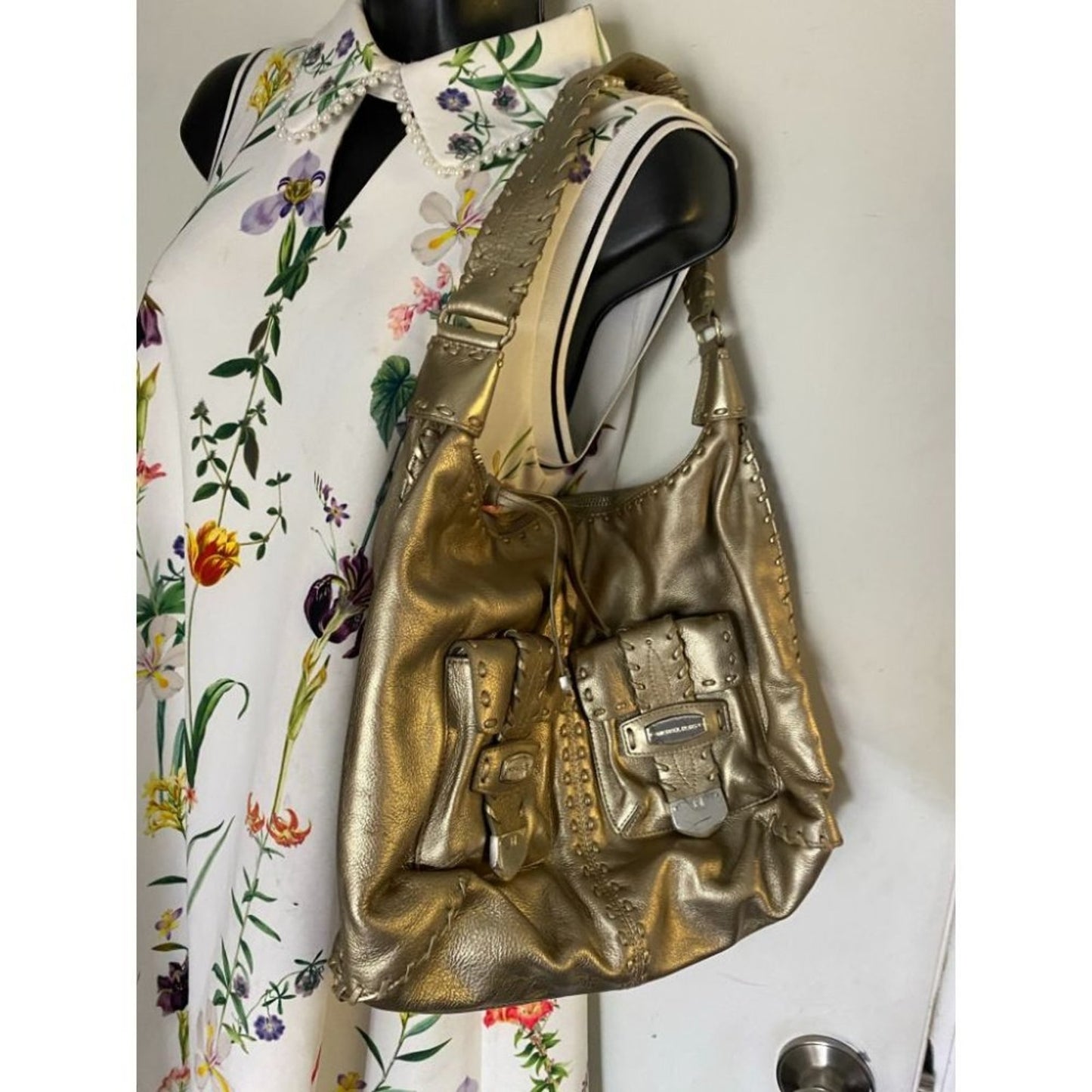 Michael Kors Lamb Leather Gold Shoulder Hand Bag