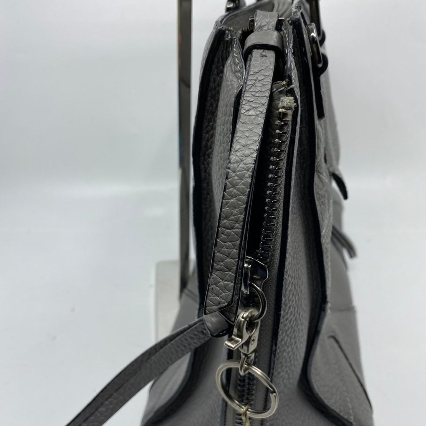 Sorial Gray Grain Leather Handbag