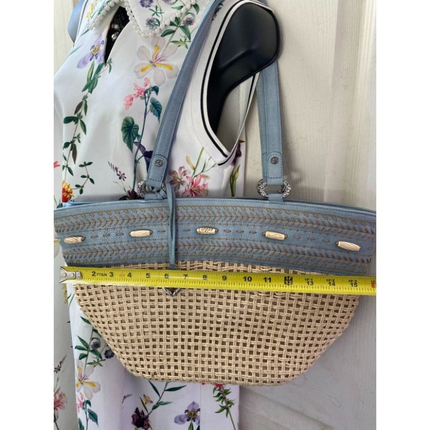 Brighton Blue Beige Faux Leather Shoulder Bag