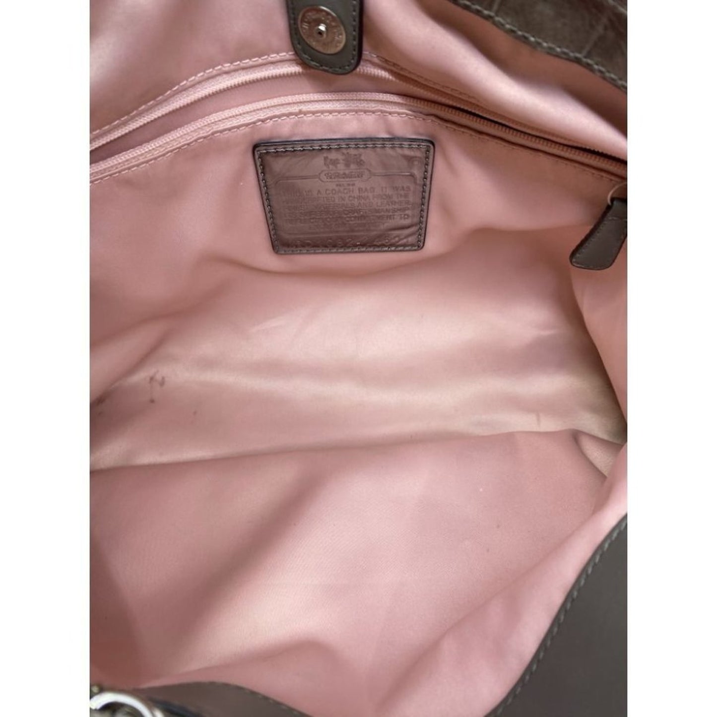 COACH Animal Embossed Leather Gray Shoulder Bag