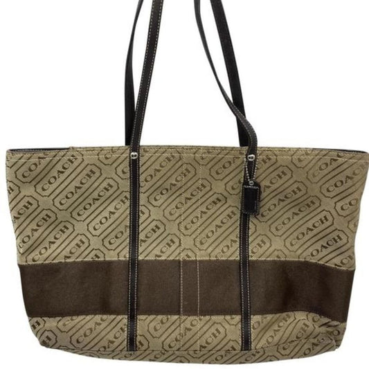 Coach Large Brown Fabric Shopping Tote