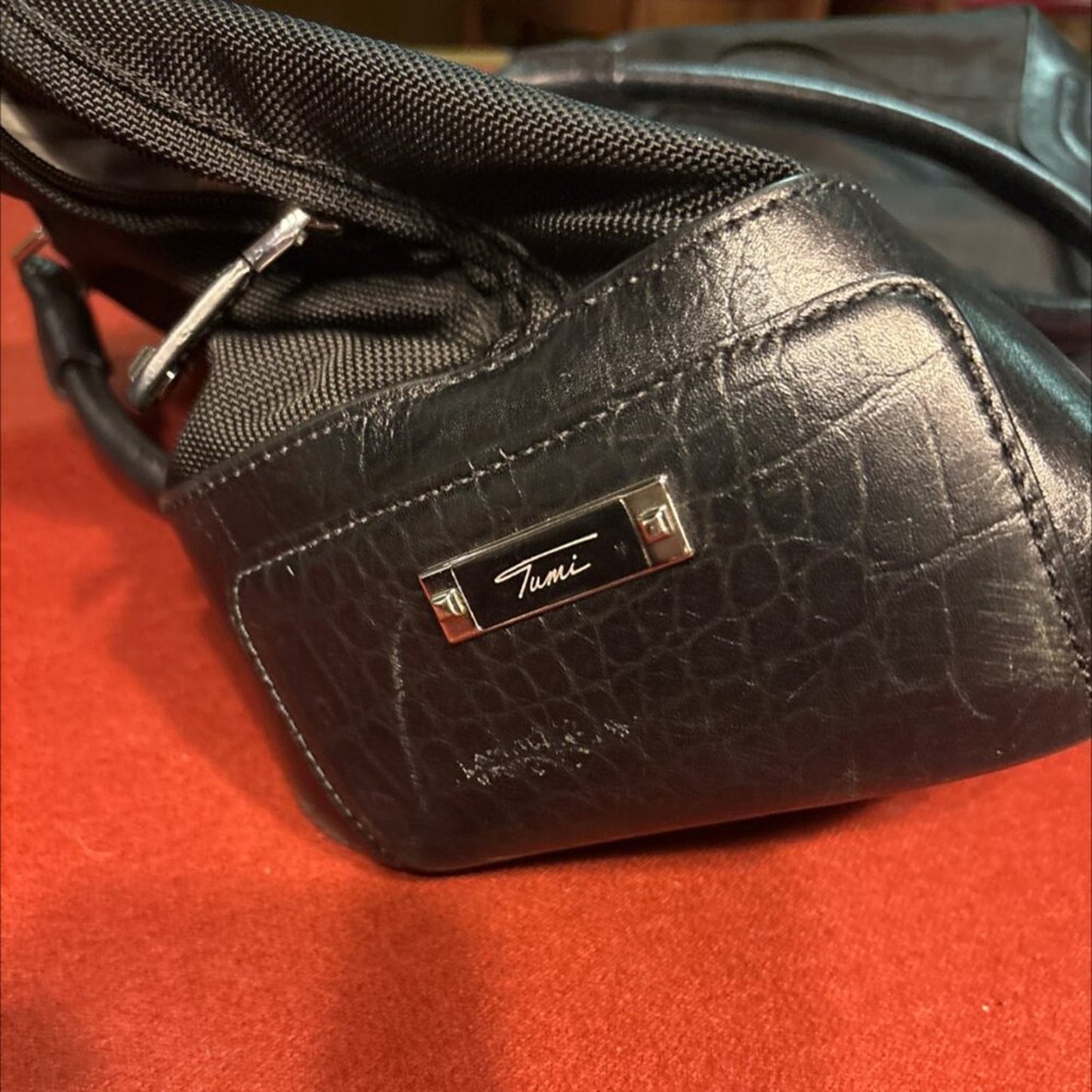 Tumi Black Nylon & Leather Duffle Travel Bag