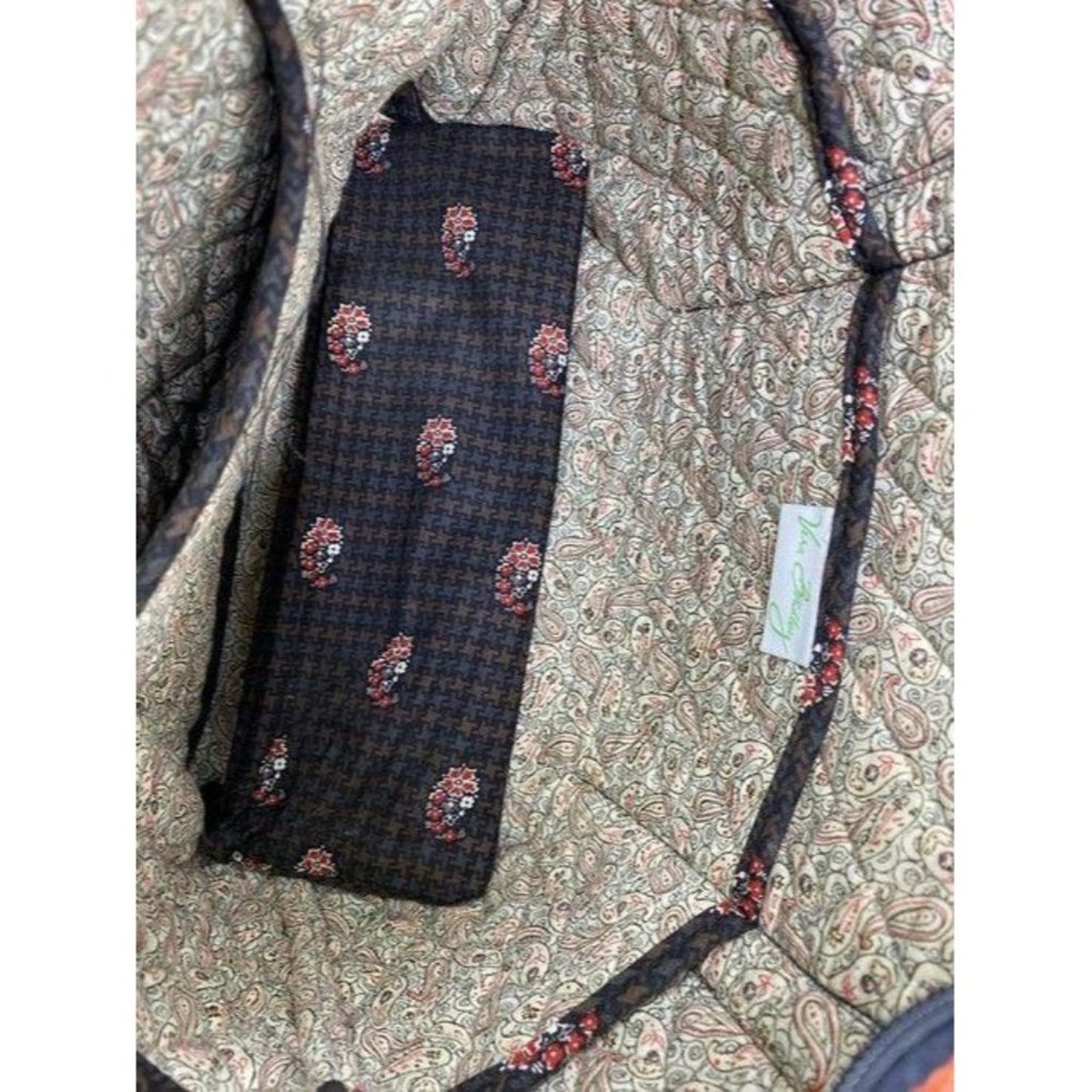 Vera Bradley Large Quilted Gray Tan White Shoulder