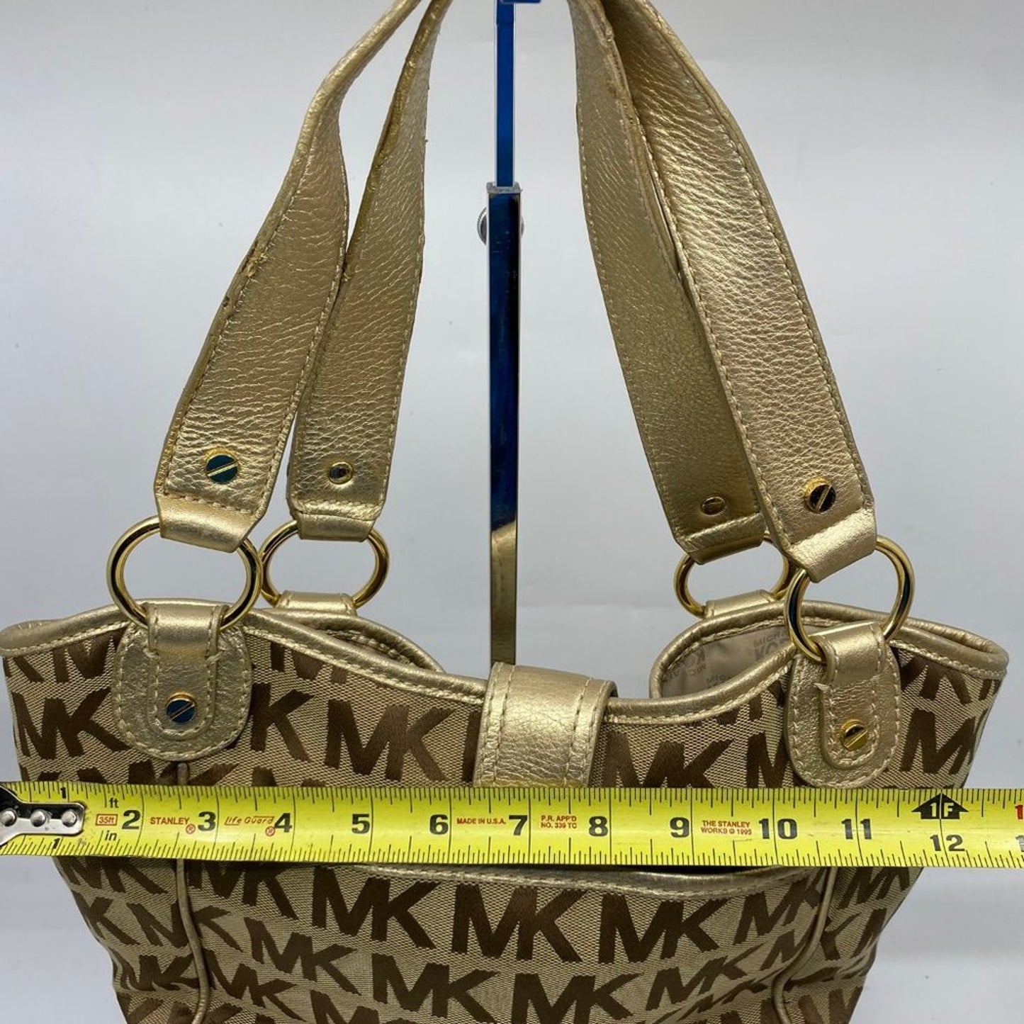 Michael Kors Medium Brown/Gold Fabric Shoulder Bag