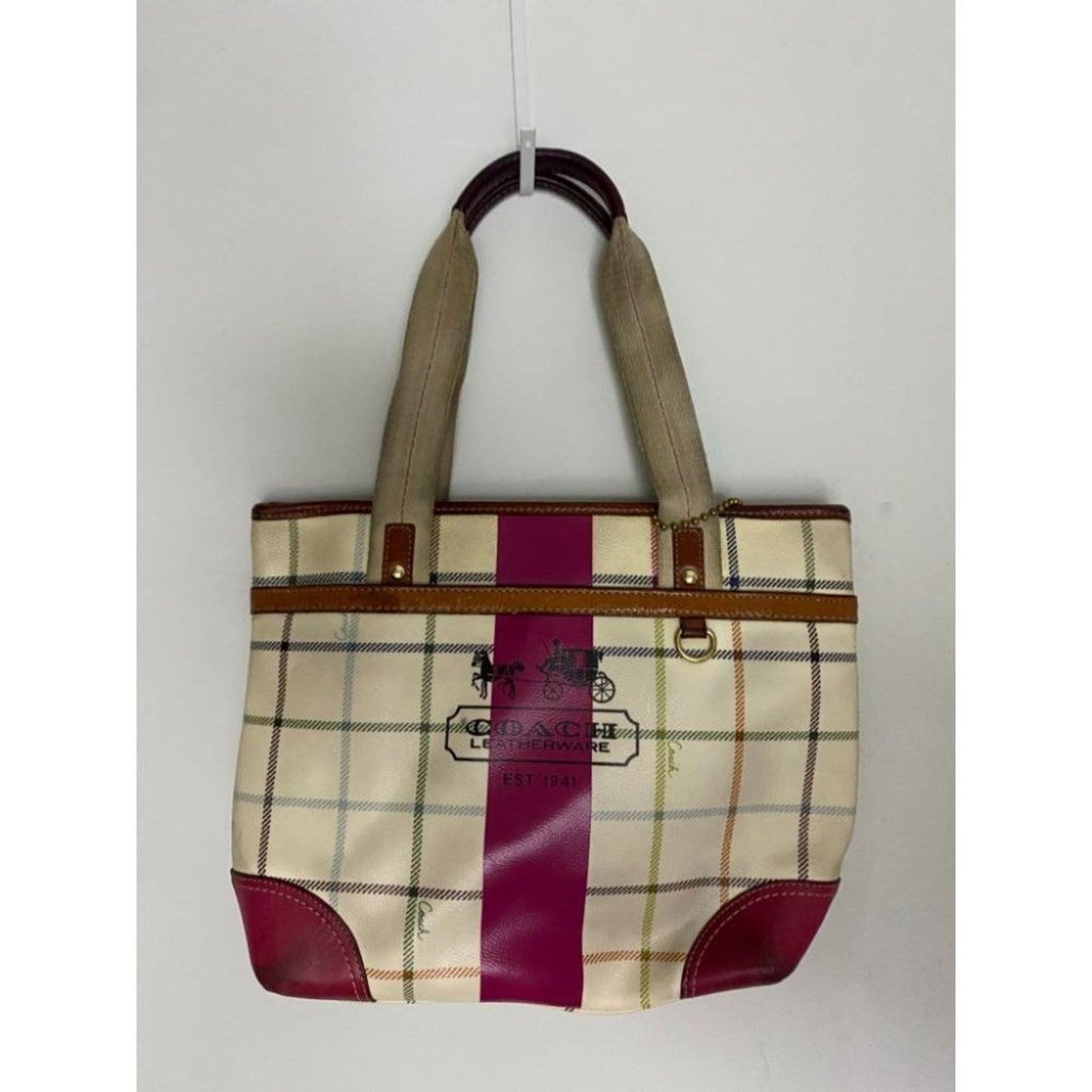 Coach Cream Red Coated Canvas Signature Handbag