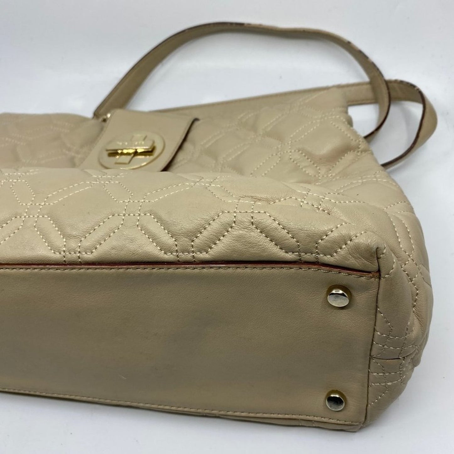 Kate Spade Tan Large Quilted Leather Tote Bag