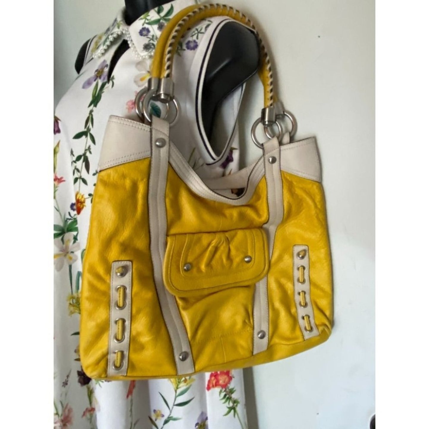B. makowsky Yellow Leather Shoulder/ Handbag