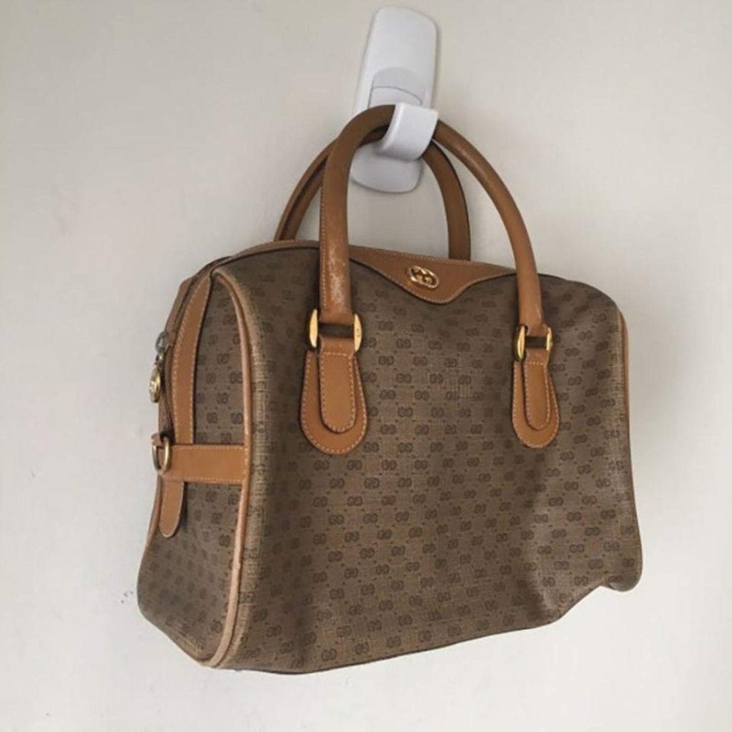 Gucci Boston Bag Monogrammed Vintage Brown Tote
