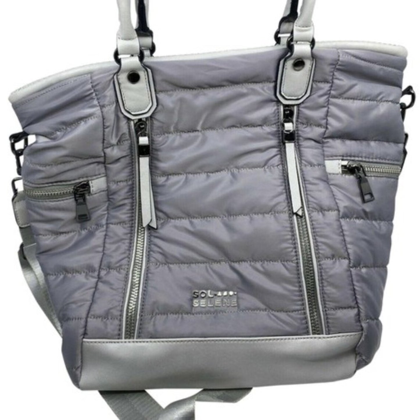 SOL & SELENE Quilted Gray Fabric Cross Body Bag