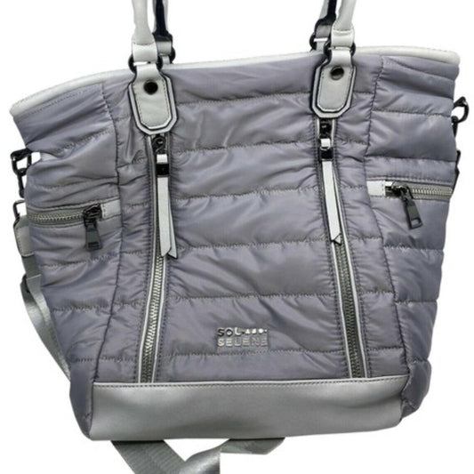 SOL & SELENE Quilted Gray Fabric Cross Body Bag