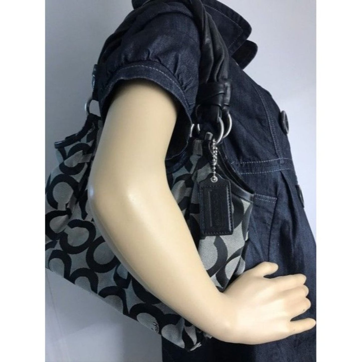 Coach Triple Compartment Style Large Blackgray Fabric Tote