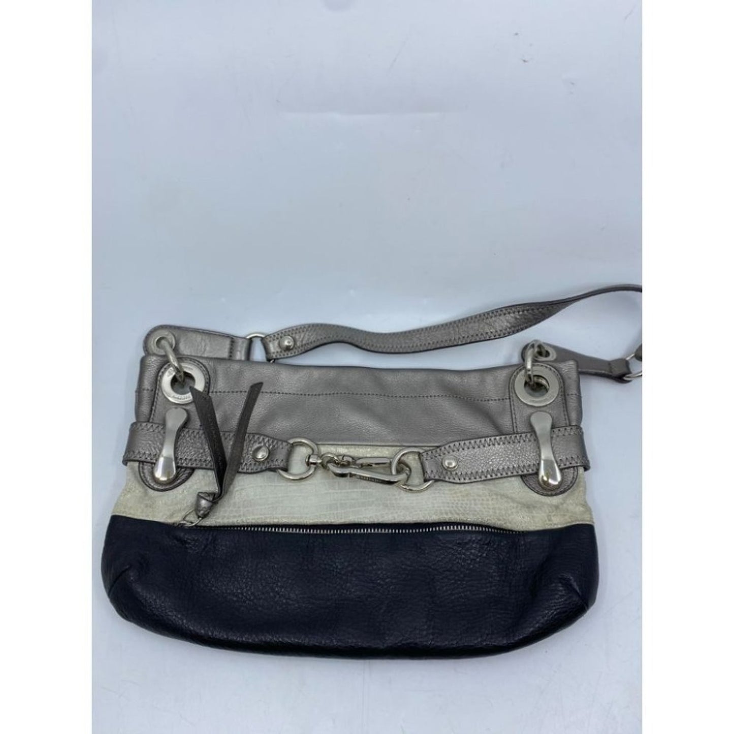 B. Makowsky Gray Cream Black Shoulder Mini Bag