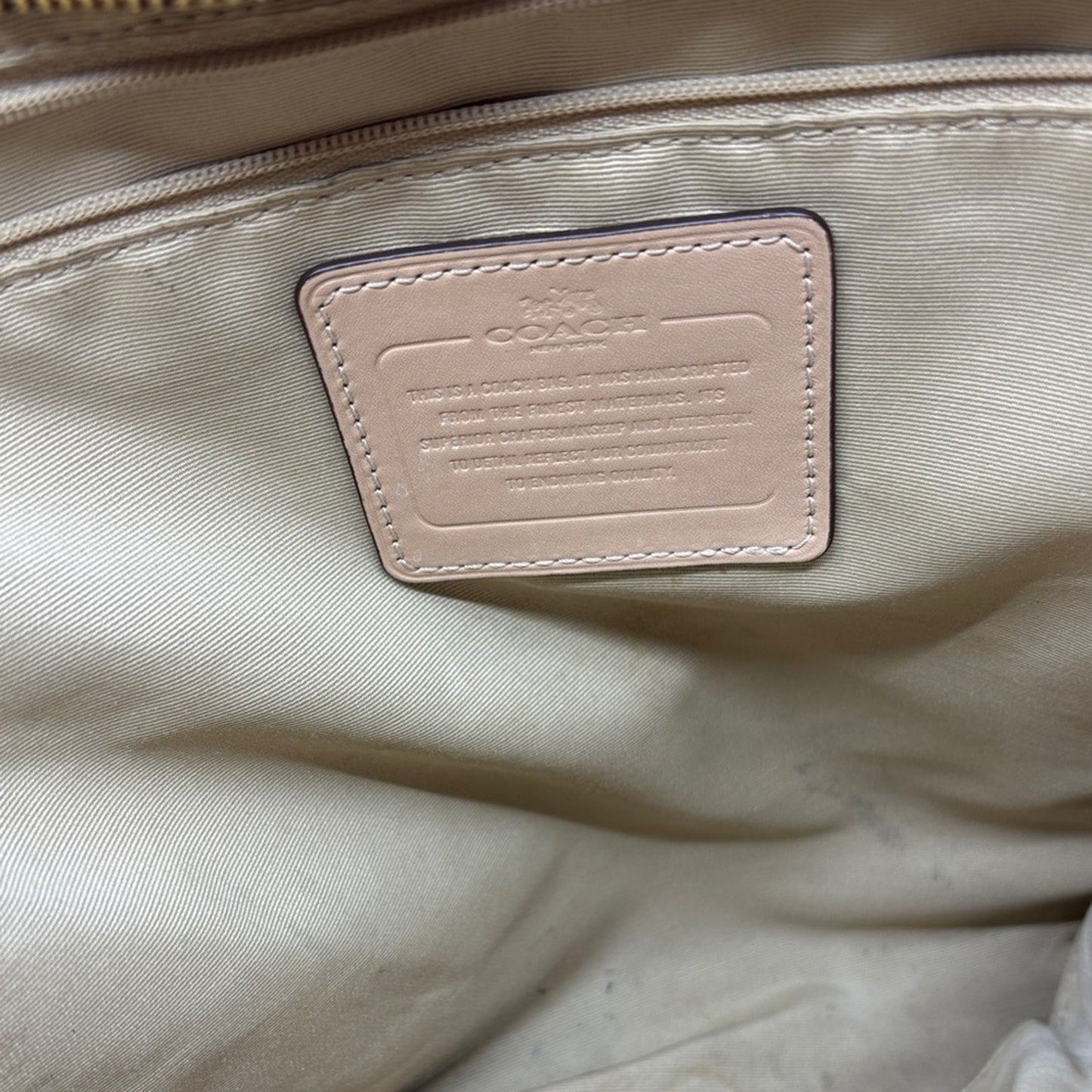 Coach Tan Leather Tote with Heart Scarf