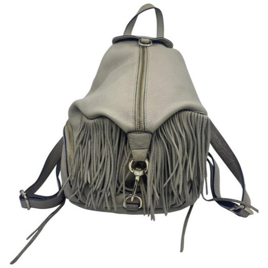 Rebecca Minkoff Stevie Julian Fringe Nubuck Gray Leather Backpack