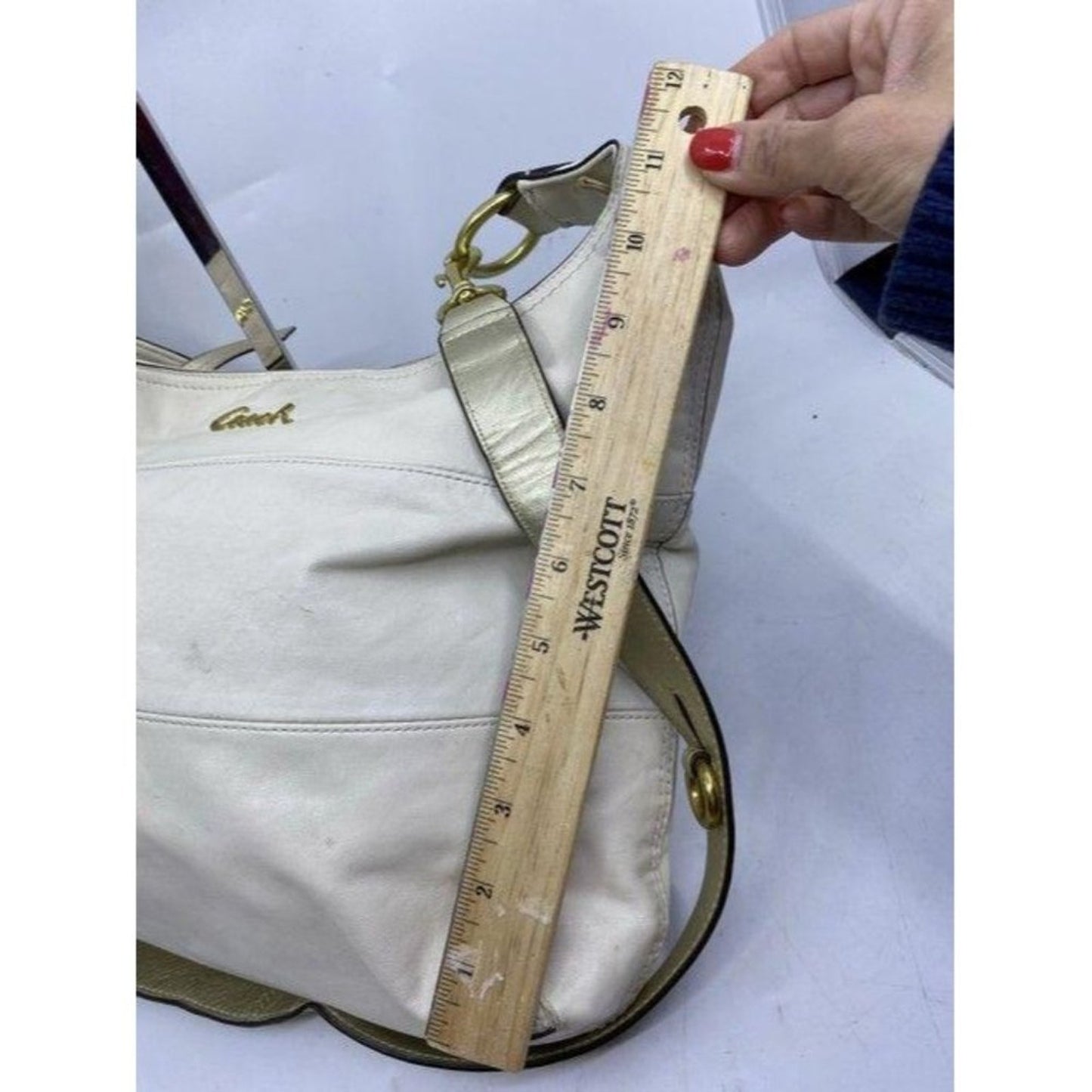 coach white gold leather cross body bag