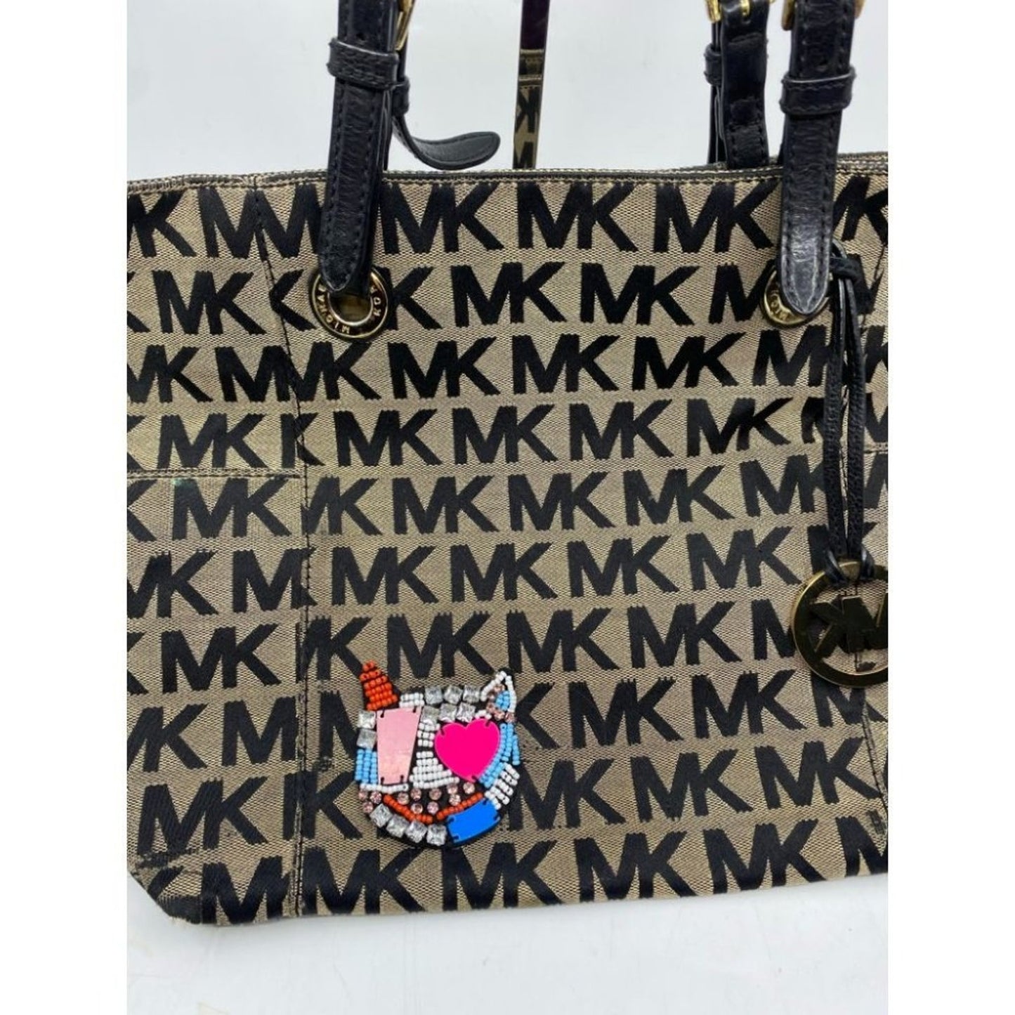 Michael Kors Black Tan Tote Bag Customized