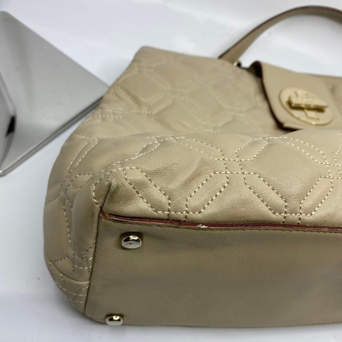 Kate Spade Tan Large Quilted Leather Tote Bag