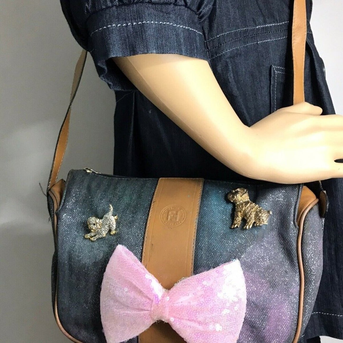 Fendi Vintage Bag Customized w/ Bow and Dog