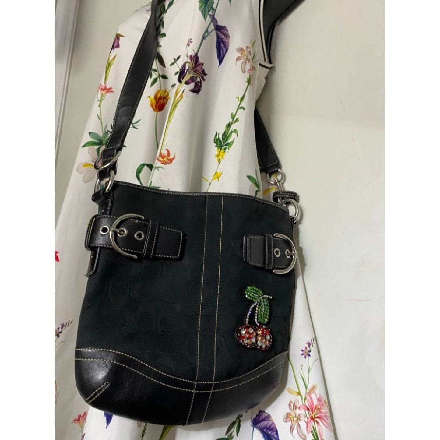 Coach Black Jacquard Fabric Signature Crossbody