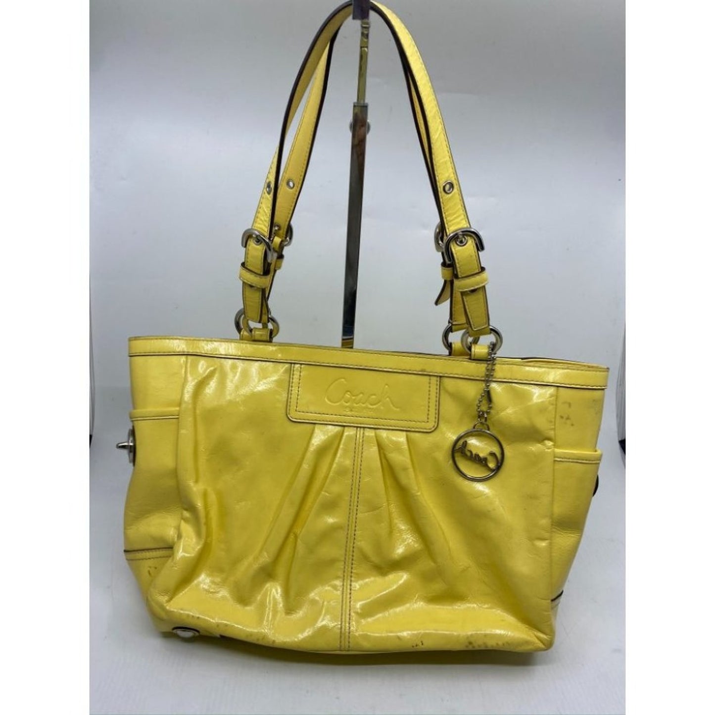 COACH Medium Patent Leather Shoulder Bag Yellow
