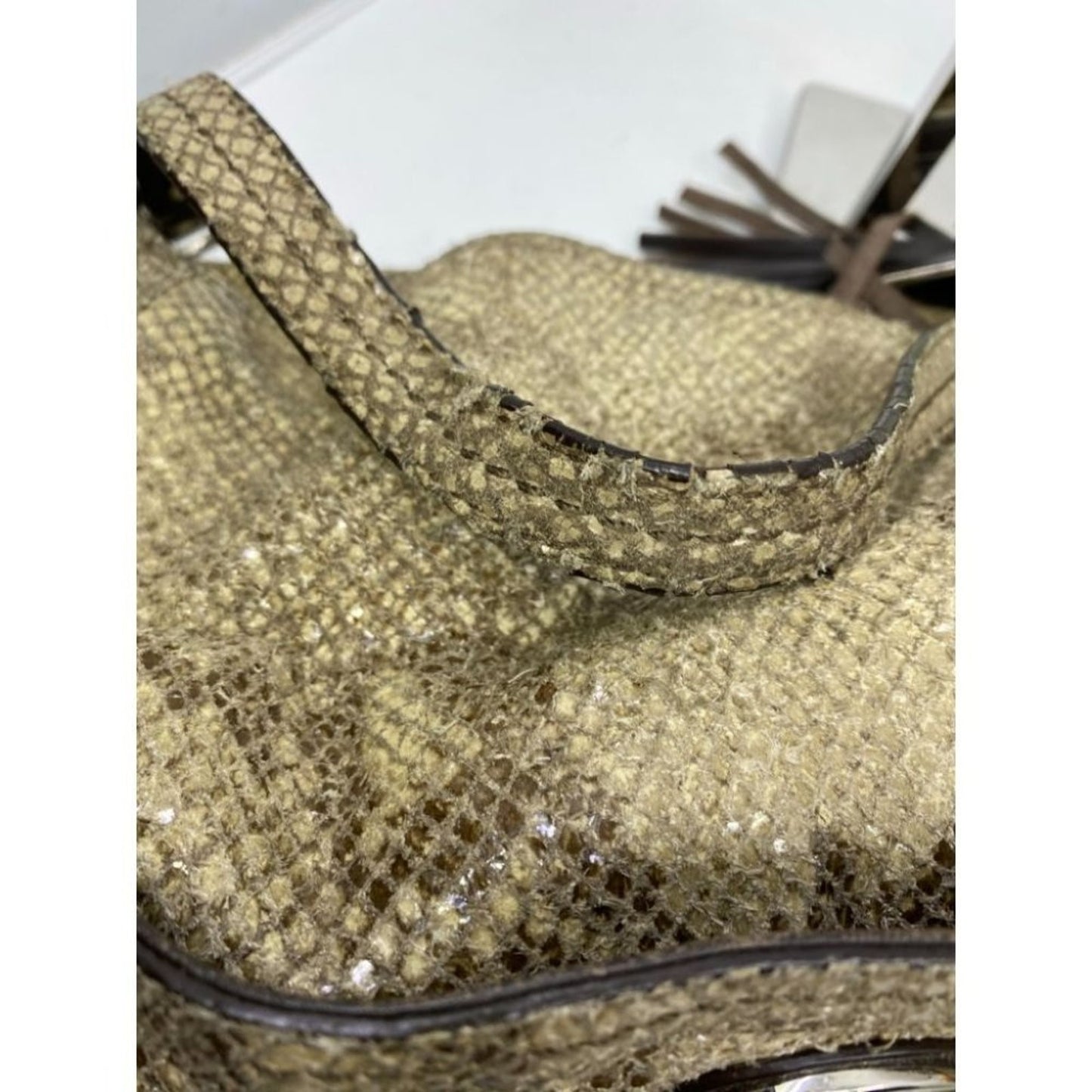 COACH Animal Embossed Leather Tan Shoulder Bag