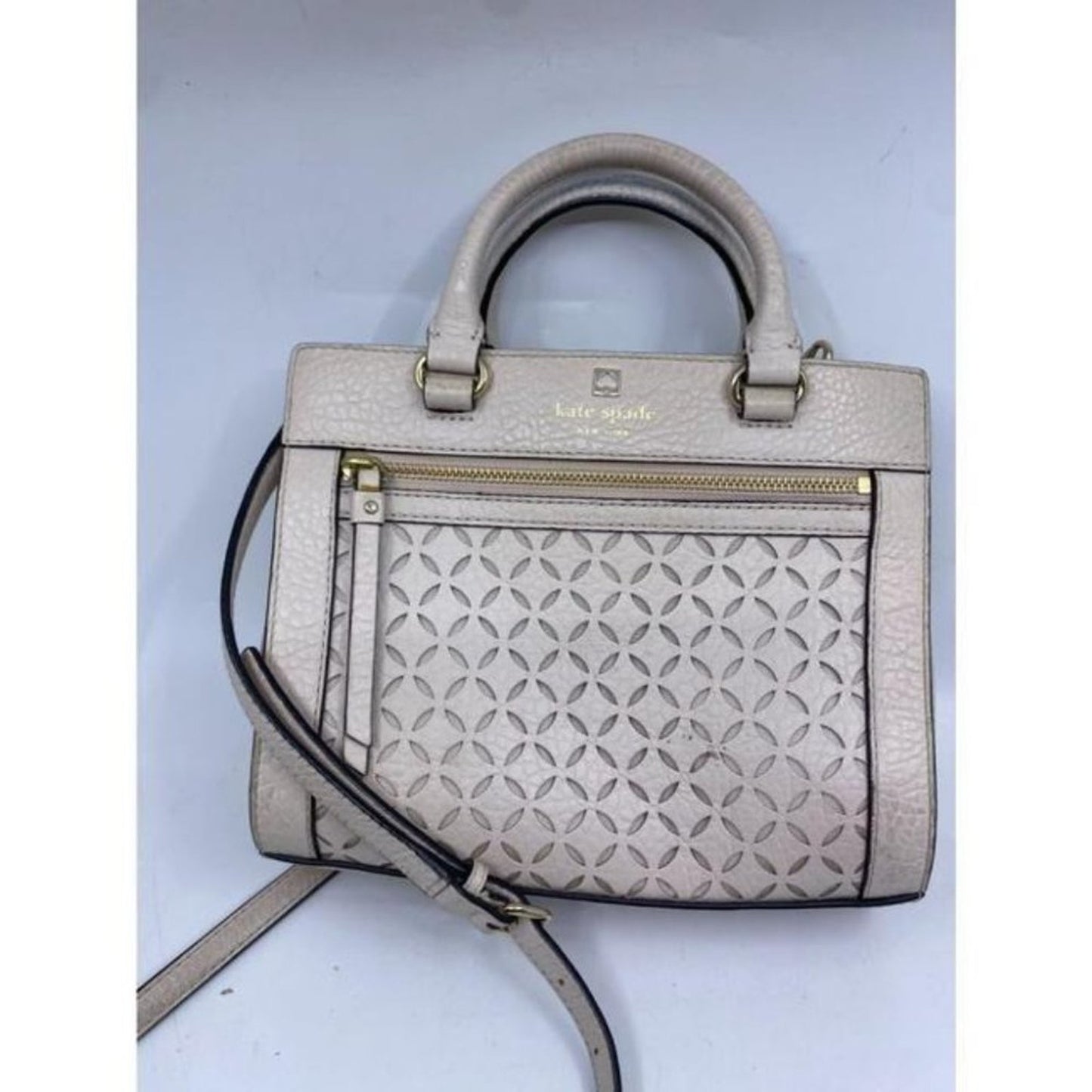 kate spade medium handbag w strap white leather cr