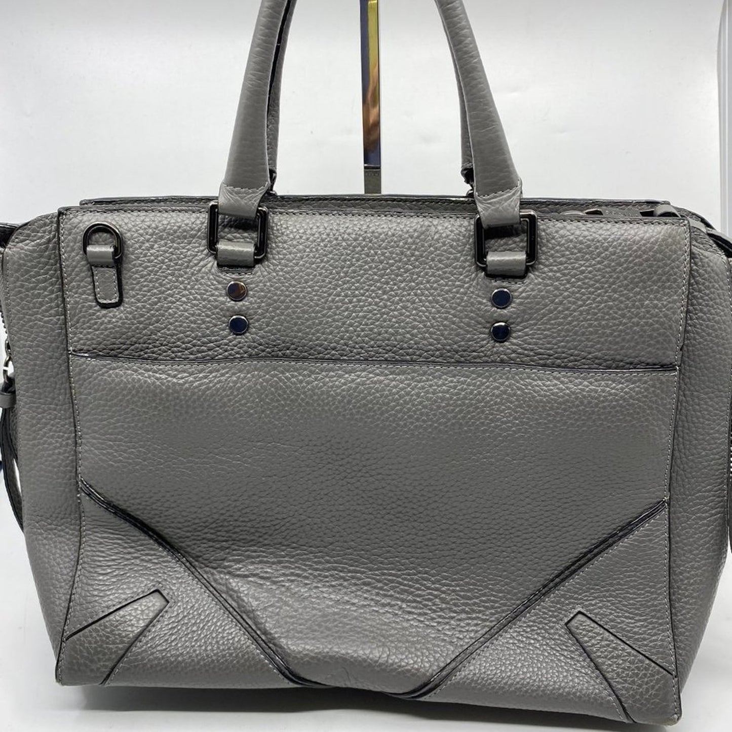 Sorial Gray Grain Leather Handbag
