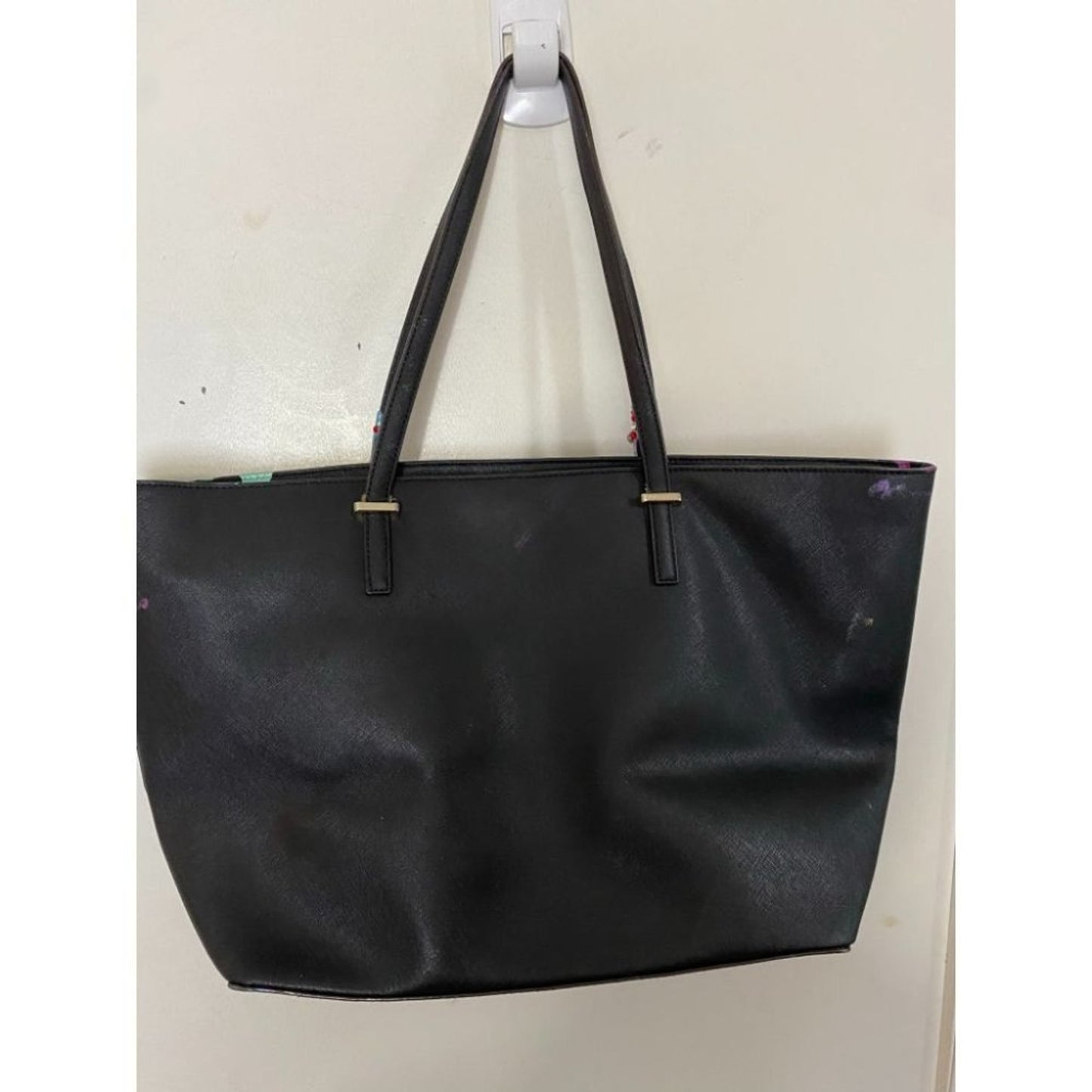 KATE SPADE Black Purple Green Leather Shoulder Bag