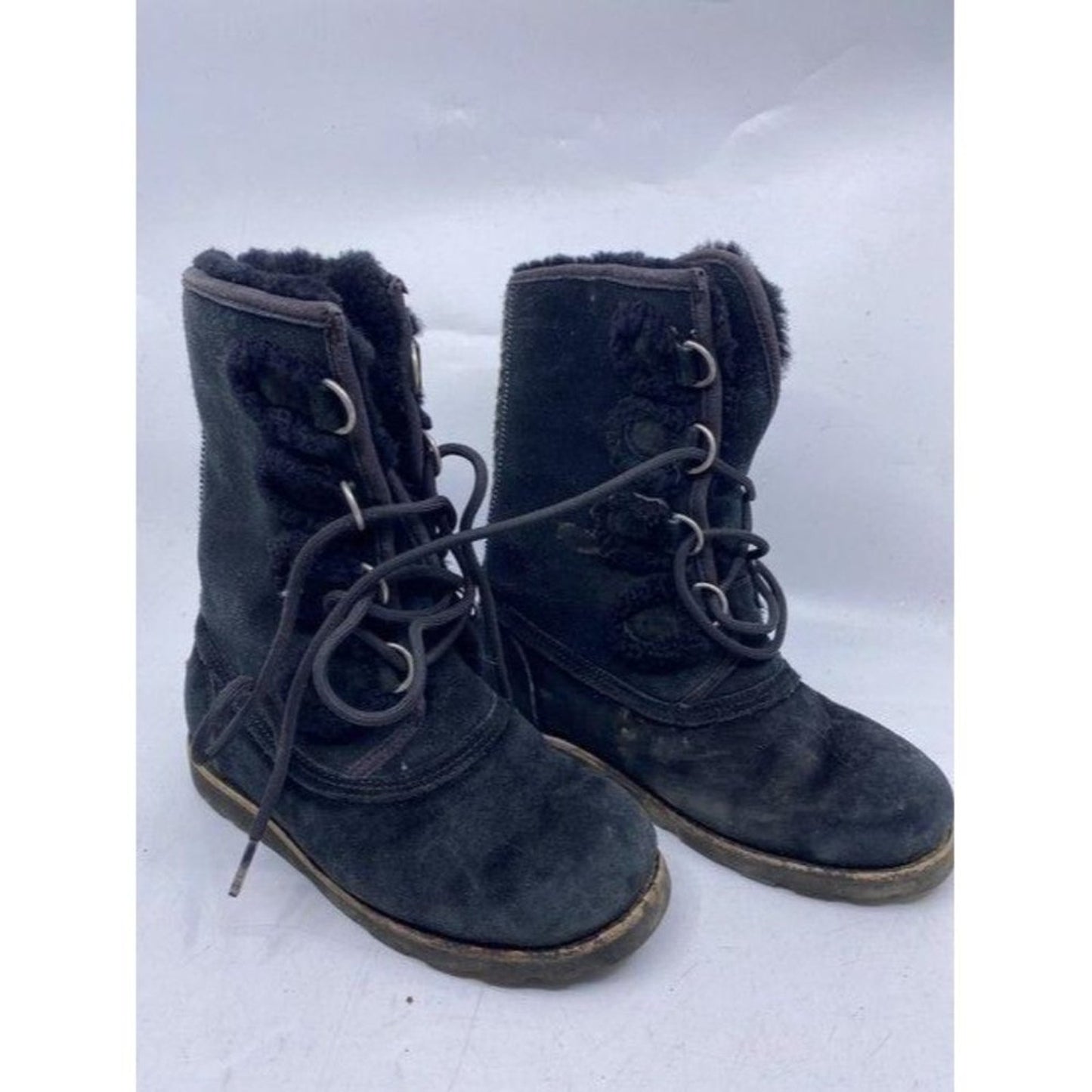 Ugg Australia Black Rugged Lace Up Bootsbooties Si