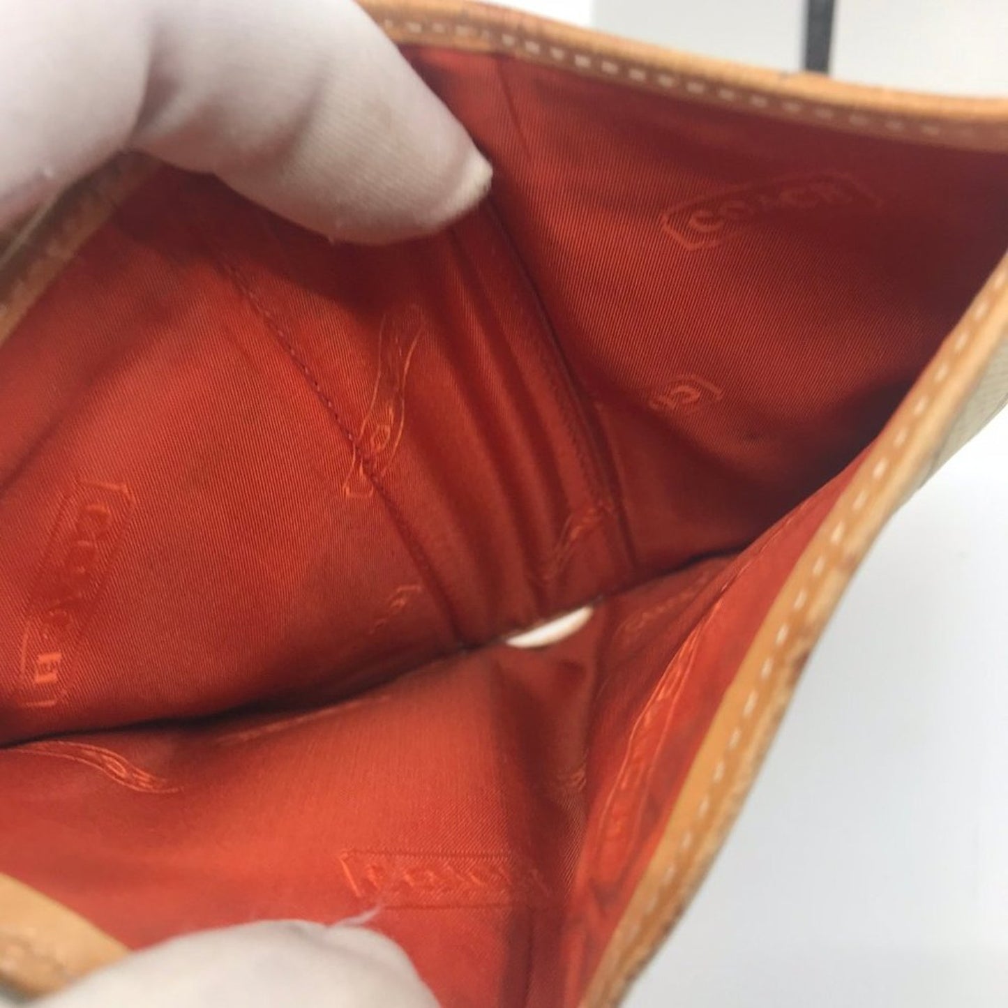COACH Leather Fabric Combo Brown Tri Fold Wallet