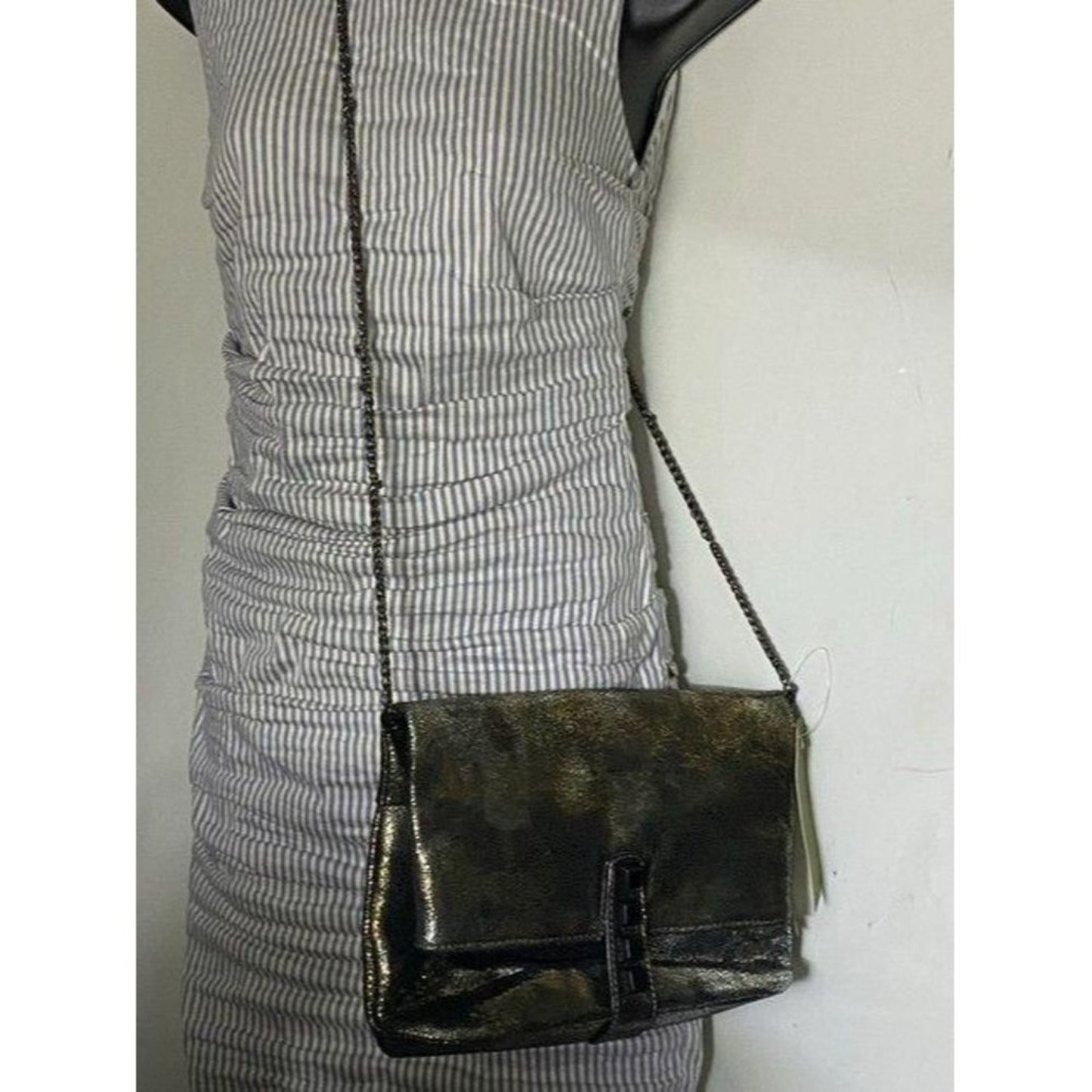 Nicole Miller Msrp Black Gold Leather Cross Body B