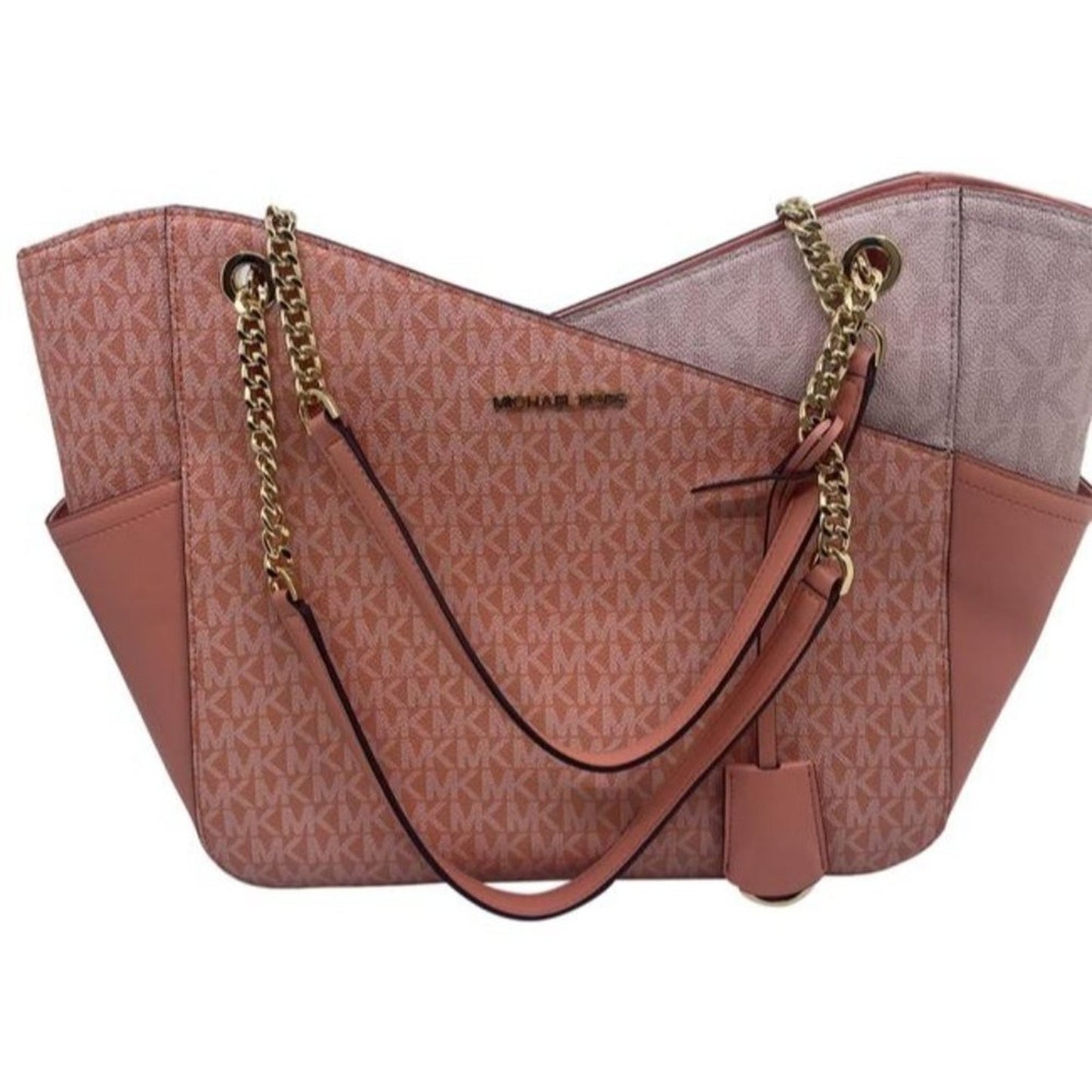 Michael Kors Jet Set Large Color Blcok Logo Coated Canvas Shoulder Bag