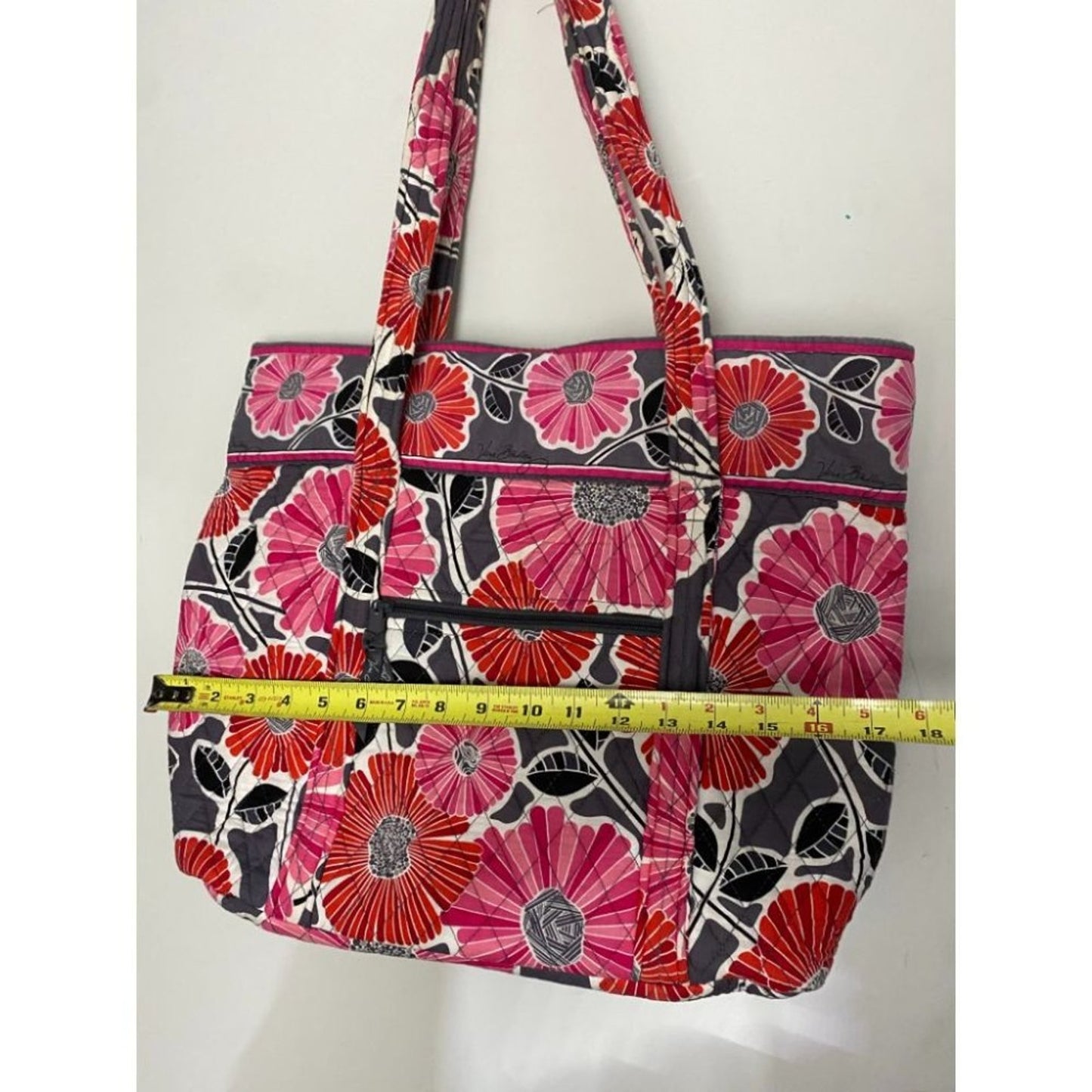 VERA BRADLEY Black Pink Large Quilted Tote Bag