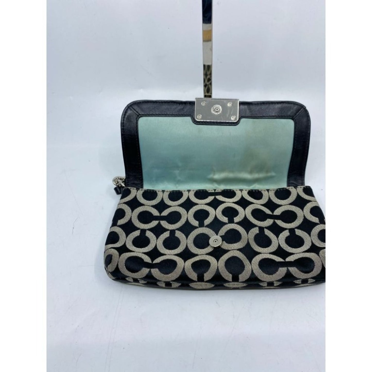 Coach Women's Black Cream Zipper Wristlet Bag