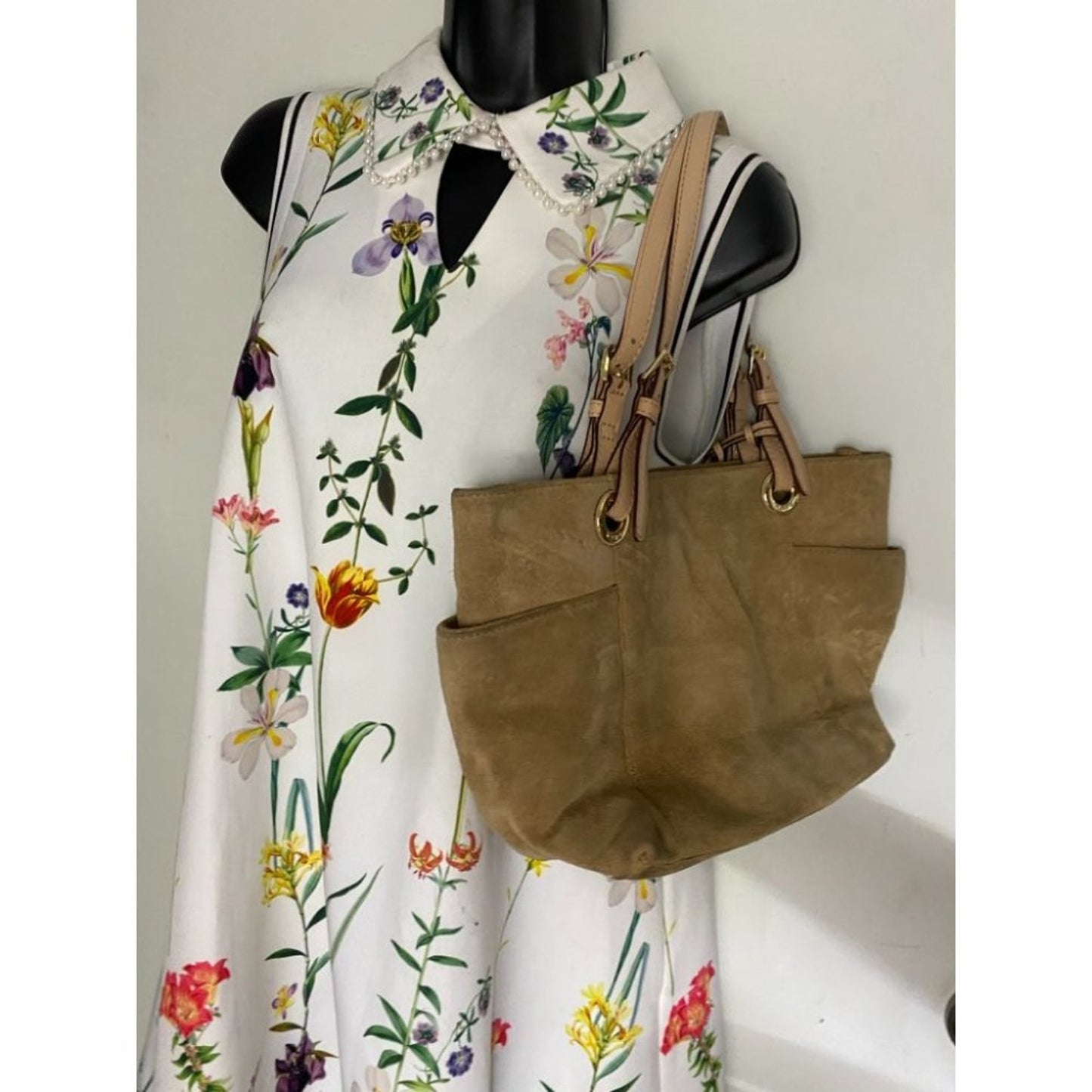 Michael Kors Tan Medium Suede Leather Tote Bag