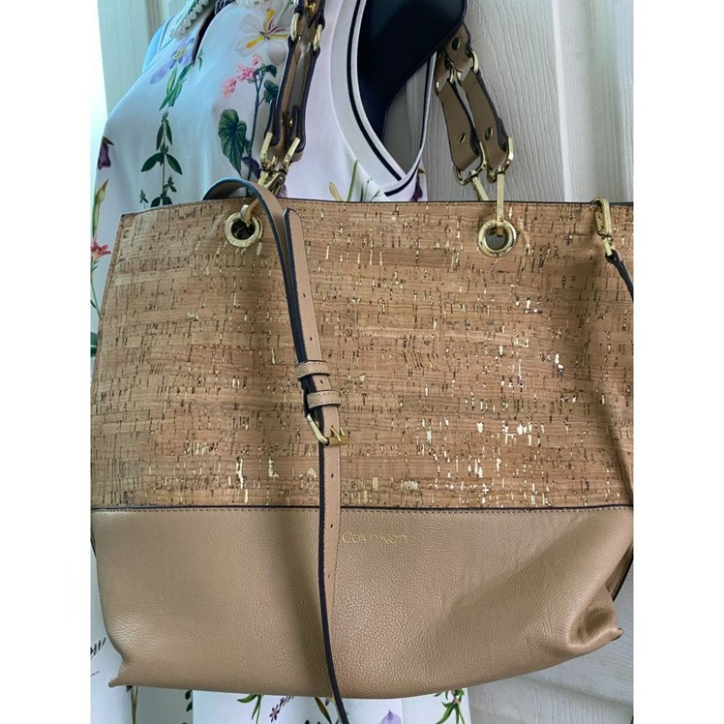 Calvin Klein Tan Large Tote Bag Crossbody Strap