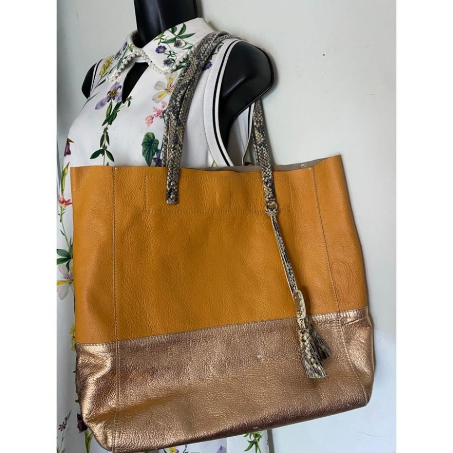 Rafe Women's Orange Gold Leather Handbag