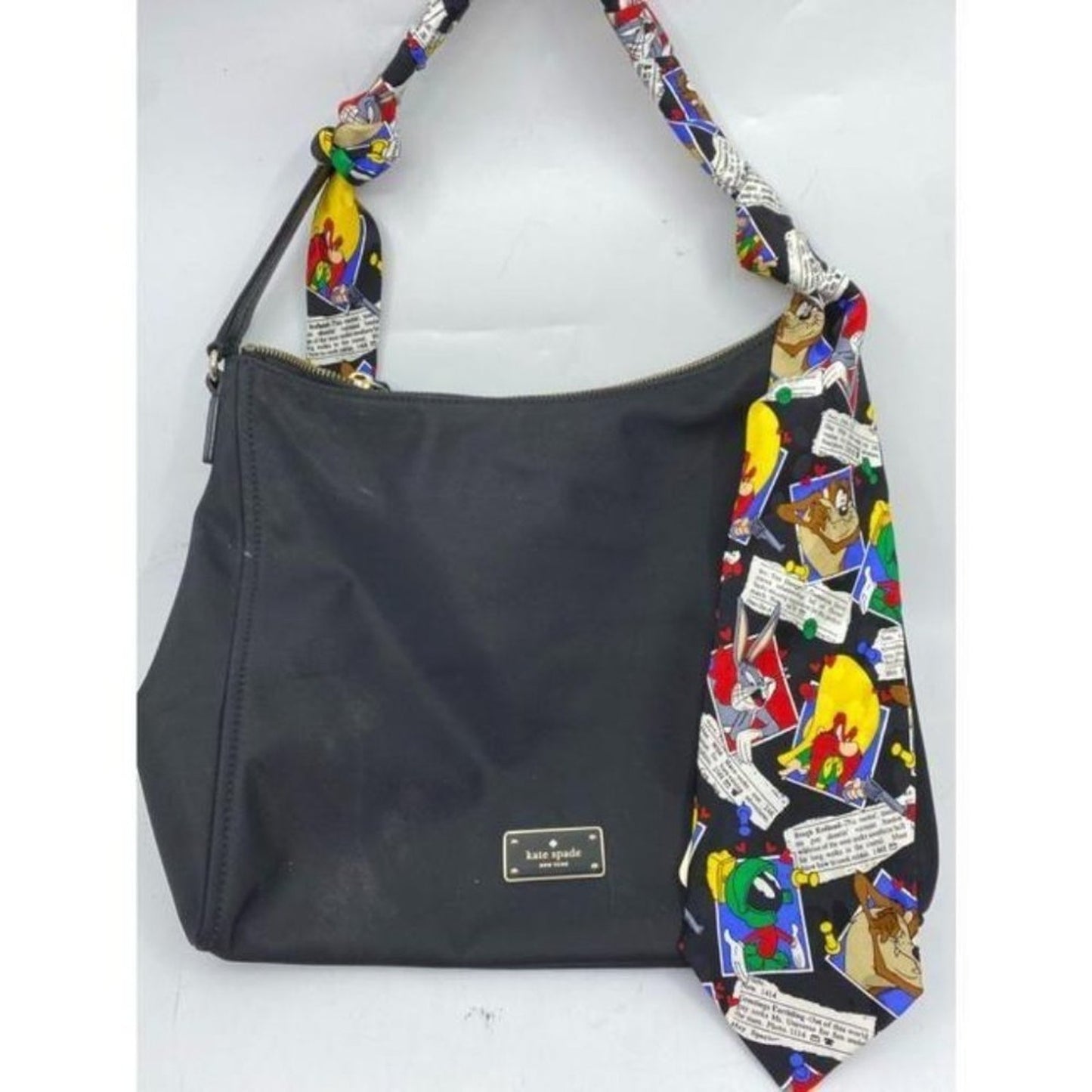 kate spade w w looney tunes tie scarf black nylon