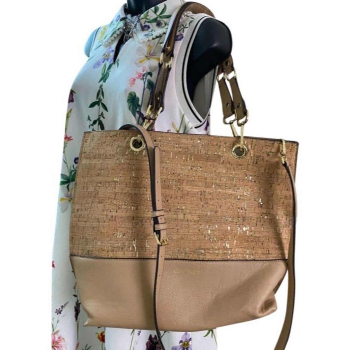Calvin Klein Tan Large Tote Bag Crossbody Strap