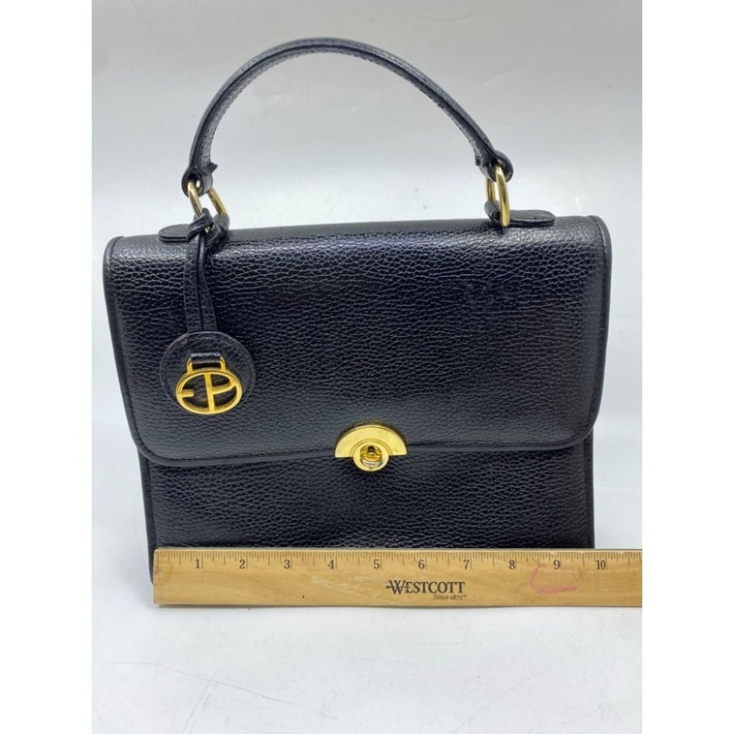 Evan Picone Black Vintage Leather Handbag