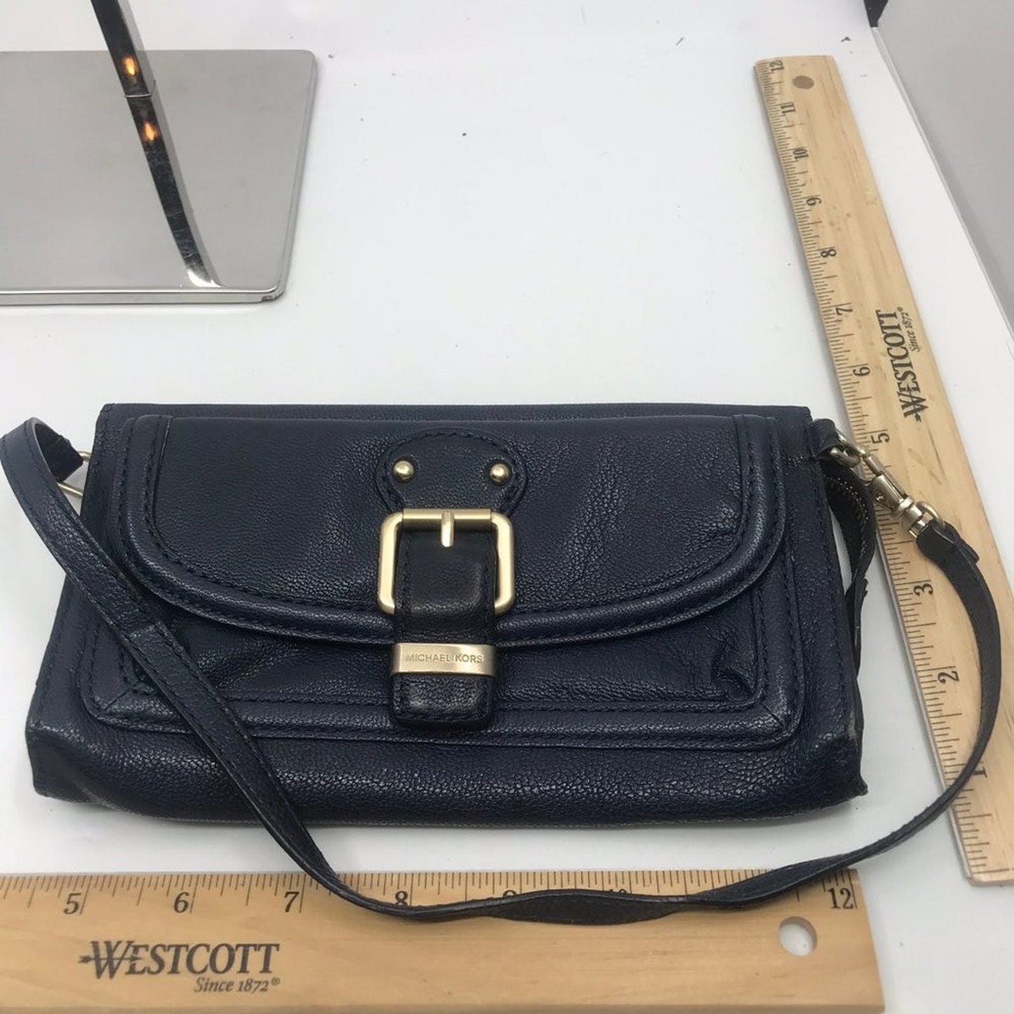 Michael Kors Leather Long Belt Black Wristlet