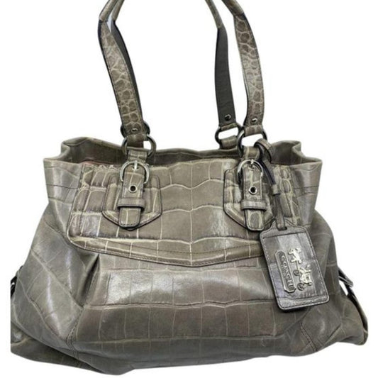 COACH Animal Embossed Leather Gray Shoulder Bag